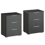 Rauch Alabama 3 Drawer Bedside Cabinet - Set of 2 - Metallic Dark Grey