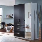 Rauch Homburg 136cm 3 Door Combi Wardrobe - Alpine White and High Gloss Grey