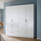 Rauch Homburg 181cm 4 Door Wardrobe with Drawer - Alpine White and High Gloss White