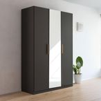 Rauch Skandi 136cm 3 Door Wardrobe with Mirror - Metallic Dark Grey