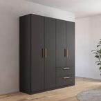 Rauch Skandi 181cm 4 Door Wardrobe with Drawer - Metallic Dark Grey
