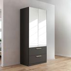 Rauch Skandi 91cm 2 Door Mirrored Wardrobe - Metallic Dark Grey