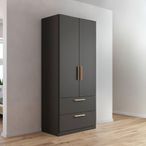 Rauch Skandi 91cm 2 Door Wardrobe with Drawer - Metallic Dark Grey