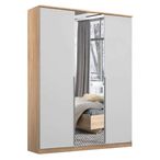 Rauch Texas 136cm 3 Door Wardrobe with Mirror - Sonoma Oak and Alpine White