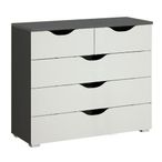 Rauch Arnstein 3+2 Drawer Chest - Metallic Dark Grey and Alpine White