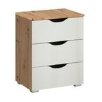 Rauch Arnstein 3 Drawer Bedside Cabinet - Artisan Oak and Alpine White