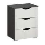 Rauch Arnstein 3 Drawer Bedside Cabinet - Metallic Dark Grey and Alpine White
