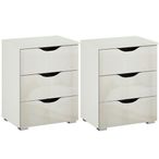 Rauch Arnstein 3 Drawer Bedside Cabinet - Set of 2 - Alpine White and White High Gloss
