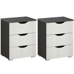 Rauch Arnstein 3 Drawer Bedside Cabinet - Set of 2 - Metallic Dark Grey and Alpine White