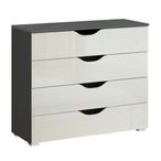 Rauch Arnstein 4 Drawer Chest - Metallic Dark Grey and White High Gloss