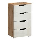 Rauch Arnstein 4 Drawer Narrow Chest - Artisan Oak and White High Gloss