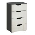 Rauch Arnstein 4 Drawer Narrow Chest - Metallic Dark Grey and White High Gloss