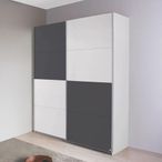 Rauch Subito 136cm 2 Door Sliding Wardrobe - Alpine White and Metallic Dark Grey