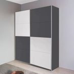 Rauch Subito 136cm 2 Door Sliding Wardrobe - Metallic Dark Grey and Alpine White