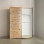 Rauch Subito 136cm 2 Door Sliding Wardrobe with Mirror - Artisan Oak