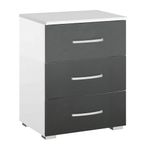 Rauch Alegro 3 Drawer Bedside Cabinet - Alpine White and Metallic Dark Grey