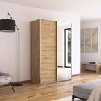 Rauch Quadra 136cm 2 Door Sliding Wardrobe with Mirror - Artisan Oak