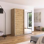 Rauch Quadra 181cm 2 Door Sliding Wardrobe with Mirror - Artisan Oak