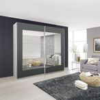 Rauch Alegro 181cm 2 Door Sliding Wardrobe with Mirror - Alpine White and Metallic Dark Grey