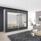 Rauch Alegro 226cm 2 Door Sliding Wardrobe with Mirror - Alpine White and Metallic Dark Grey