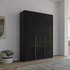 Rauch Purisma 151cm 3 Door Wardrobe - Graphite and Basalt Glass