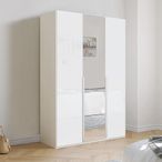 Rauch Purisma 151cm 3 Door Wardrobe with Mirror - Alpine White and Crystal White Glass