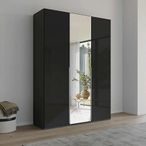 Rauch Purisma 151cm 3 Door Wardrobe with Mirror - Graphite and Basalt Glass