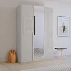 Rauch Purisma 151cm 3 Door Wardrobe with Mirror - Silk Grey Glass