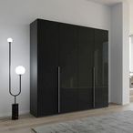 Rauch Purisma 201cm 4 Door Wardrobe - Graphite and Basalt Glass