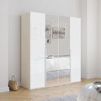 Rauch Purisma 201cm 4 Door Wardrobe with Mirror - Alpine White and Crystal White Glass