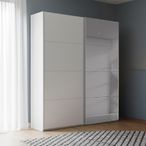 Rauch Beluga Extra 137cm 2 Door Sliding Wardrobe with Grey Mirror - Alpine White