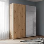 Rauch Beluga Extra 137cm 2 Door Sliding Wardrobe with Grey Mirror - Artisan Oak