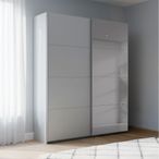 Rauch Beluga Extra 137cm 2 Door Sliding Wardrobe with Grey Mirror - Silk Grey