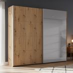 Rauch Beluga Extra 226cm 2 Door Sliding Wardrobe with Grey Mirror - Artisan Oak