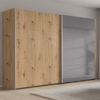 Rauch Beluga Extra 271cm 2 Door Sliding Wardrobe with Grey Mirror - Artisan Oak