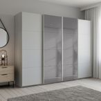 Rauch Beluga Extra 271cm 4 Door Sliding Wardrobe with Grey Mirror - Silk Grey