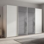 Rauch Beluga Extra 361cm 4 Door Sliding Wardrobe with Grey Mirror - Alpine White