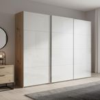 Rauch Beluga Extra 271cm 3 Door Sliding Wardrobe - Artisan Oak and White High Gloss