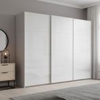 Rauch Beluga Extra 271cm 3 Door Sliding Wardrobe - Silk Grey and White High Gloss