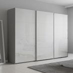 Rauch Beluga Extra 316cm 3 Door Sliding Wardrobe - Silk Grey and White High Gloss