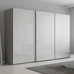 Rauch Beluga Extra 361cm 3 Door Sliding Wardrobe - Silk Grey and White High Gloss