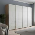 Rauch Beluga Extra 361cm 4 Door Sliding Wardrobe - Artisan Oak and White High Gloss