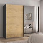 Rauch Malva 271cm 2 Door Sliding Wardrobe with Mirror - Metallic Dark Grey