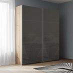 Rauch Beluga Extra 137cm 2 Door Sliding Wardrobe - Artisan Oak and Basalt Glass