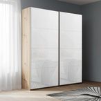 Rauch Beluga Extra 137cm 2 Door Sliding Wardrobe - Artisan Oak and White Glass