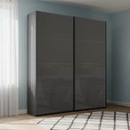 Rauch Beluga Extra 137cm 2 Door Sliding Wardrobe - Graphite and Basalt Glass