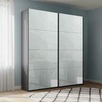 Rauch Beluga Extra 137cm 2 Door Sliding Wardrobe - Graphite and Silk Grey Glass