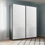 Rauch Beluga Extra 137cm 2 Door Sliding Wardrobe - Graphite and White Glass