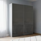 Rauch Beluga Extra 137cm 2 Door Sliding Wardrobe - Silk Grey and Basalt Glass