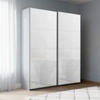 Rauch Beluga Extra 137cm 2 Door Sliding Wardrobe - Silk Grey and White Glass